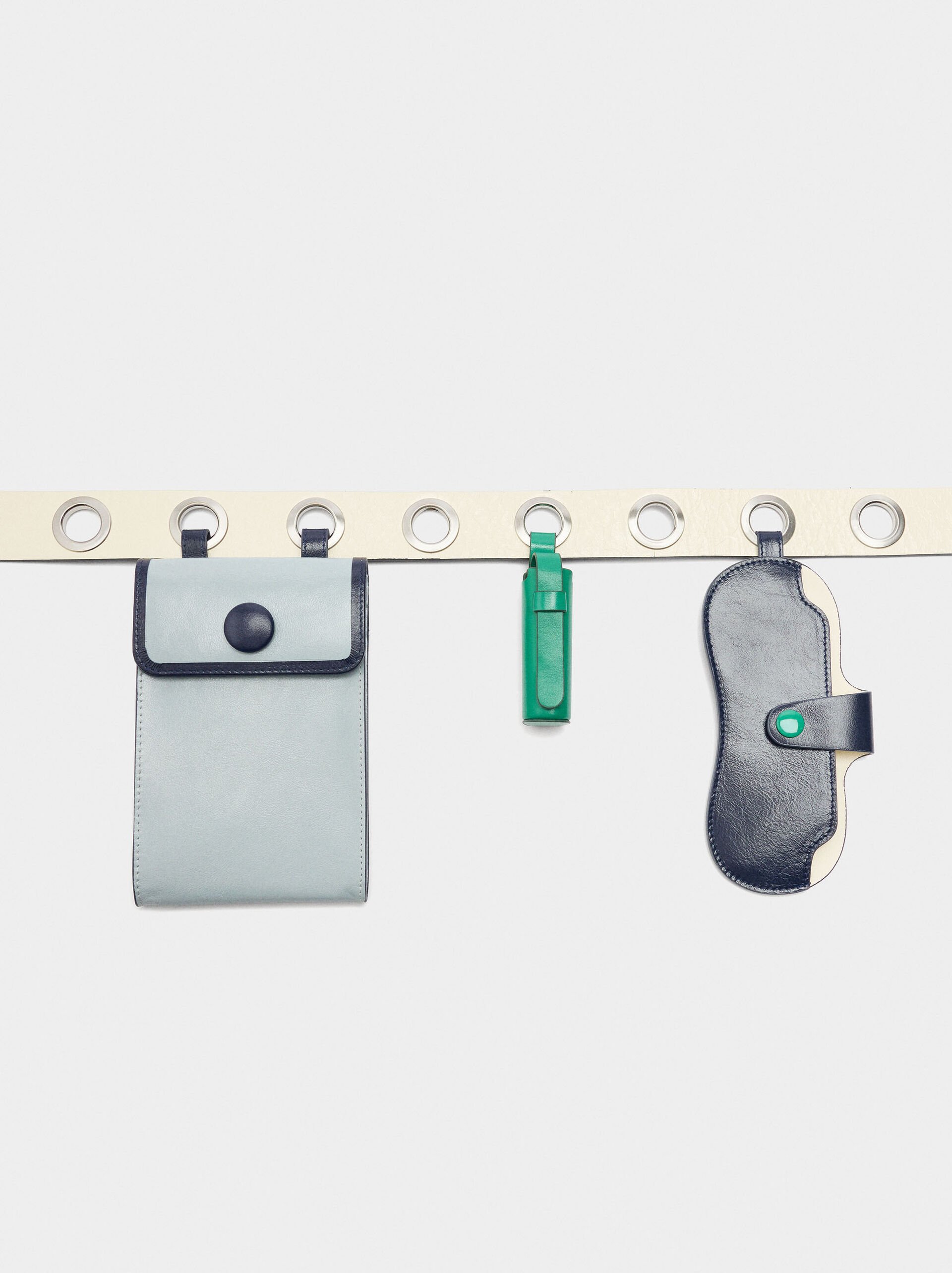 Leather belt with bags image number 3.0