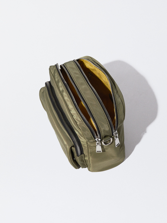 Nylon Crossbody Bag, Khaki, hi-res