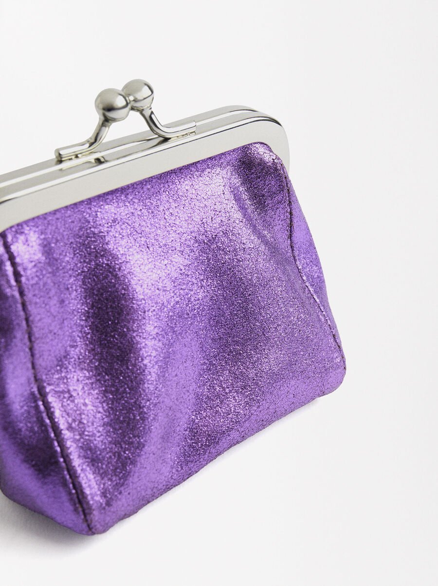 Metallic leather coin purse