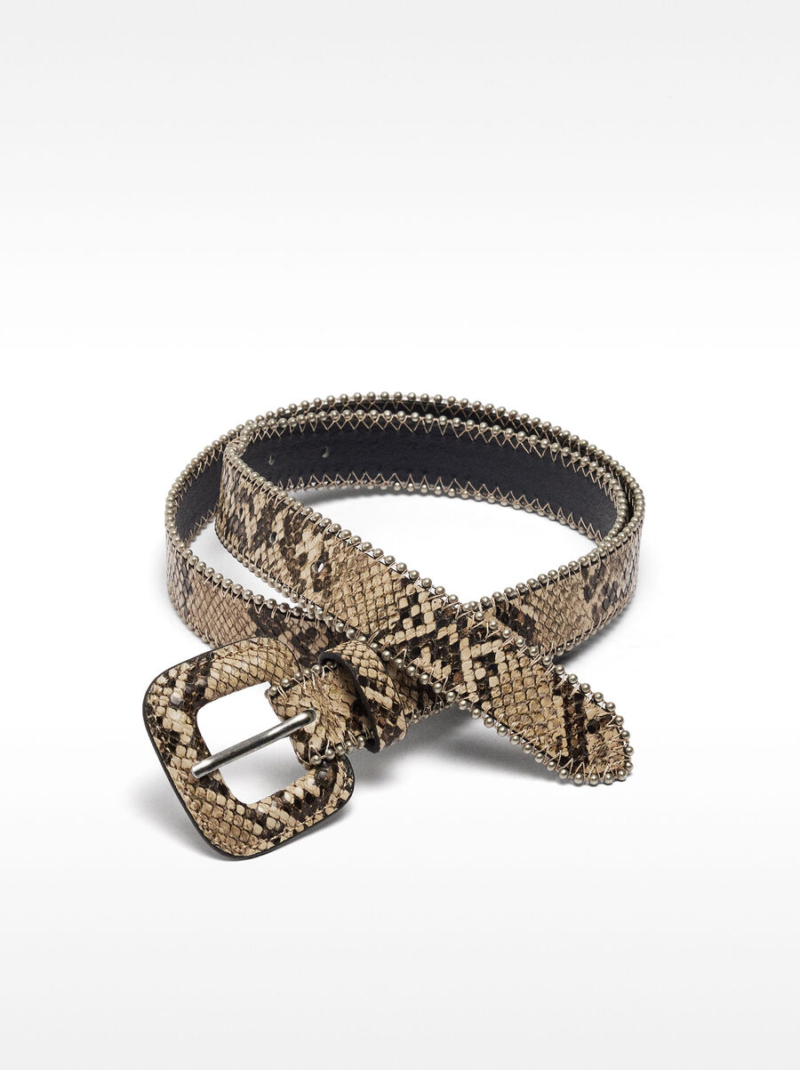 Animal printed belt with spheres