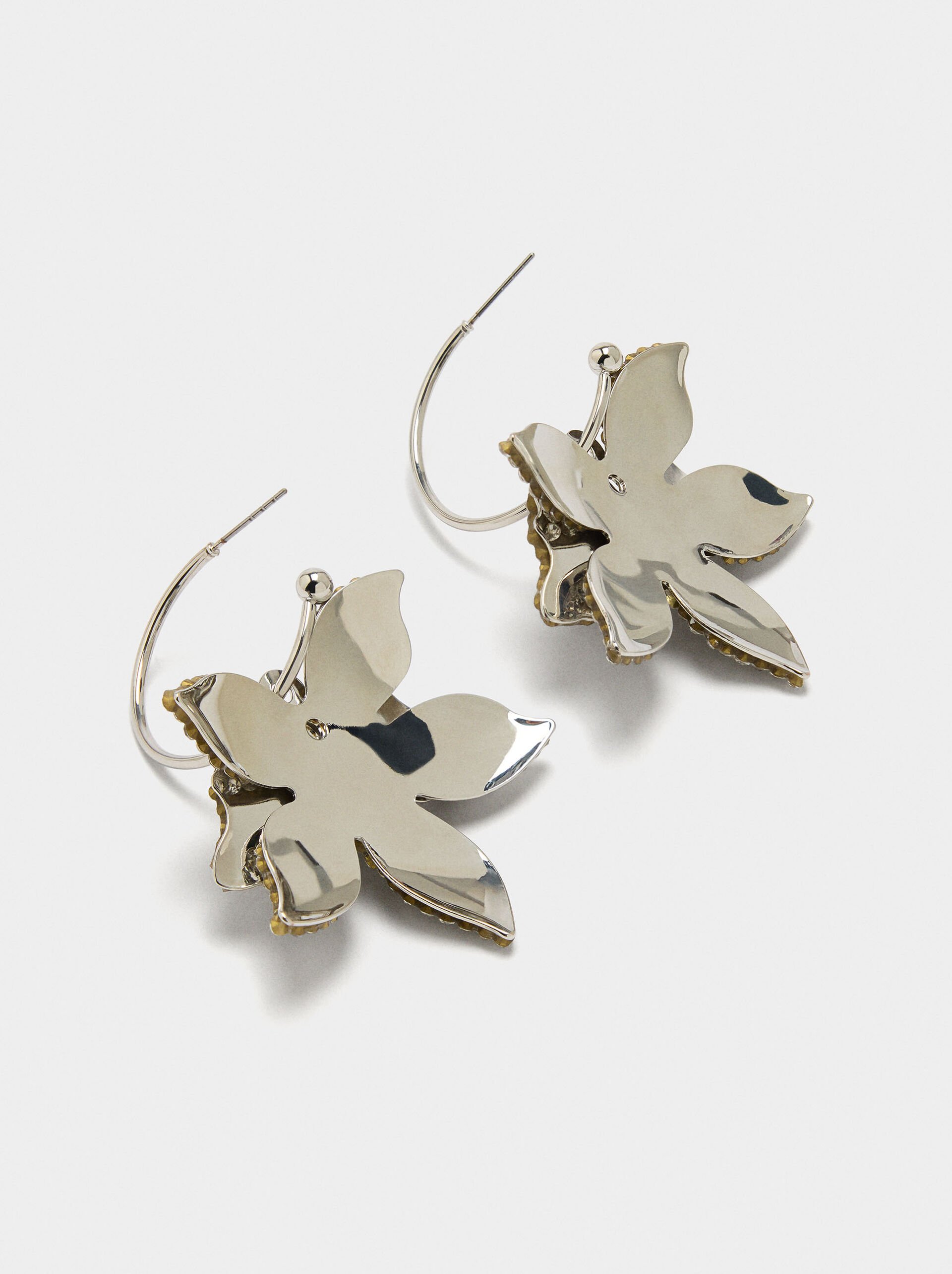 Maxi flower hoop earrings with crystals image number 3.0