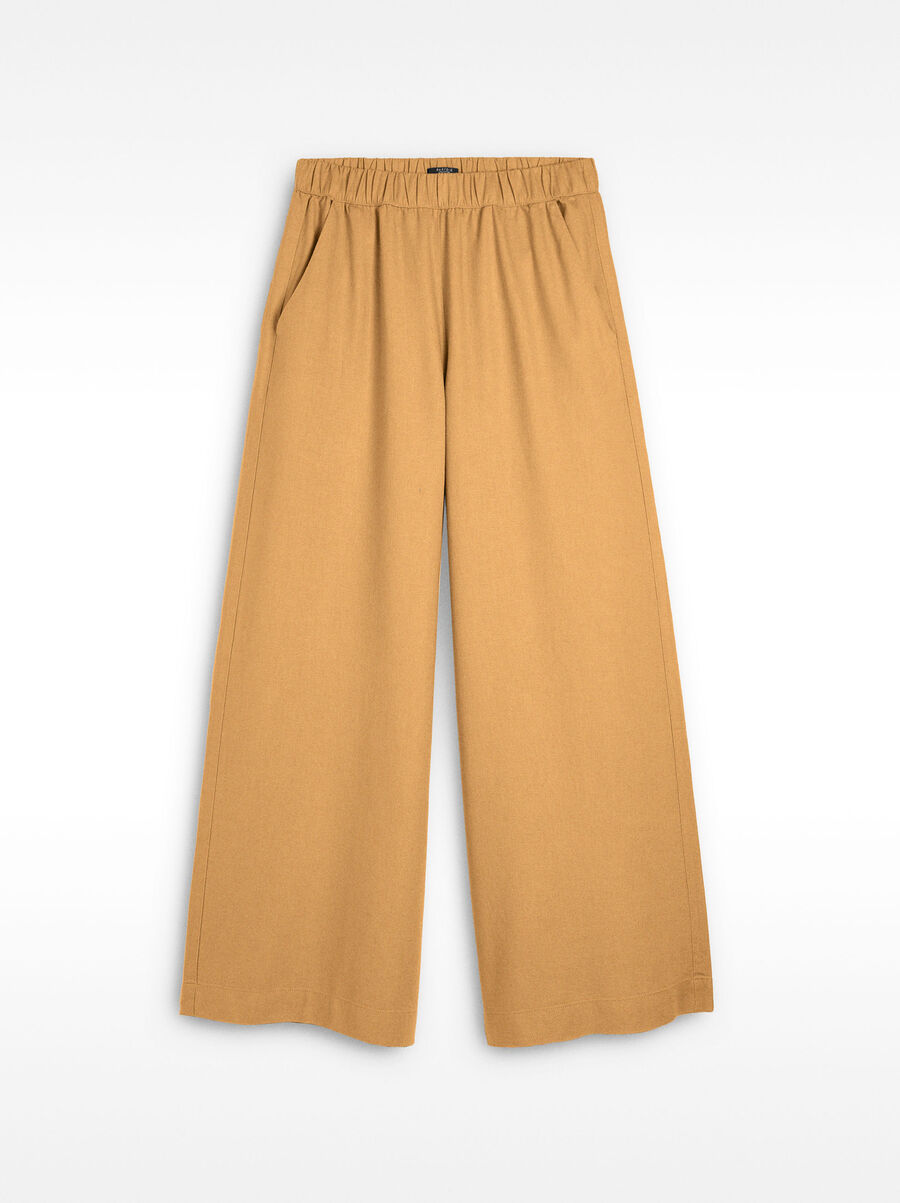 Pantaloni in misto lino con vita elastica