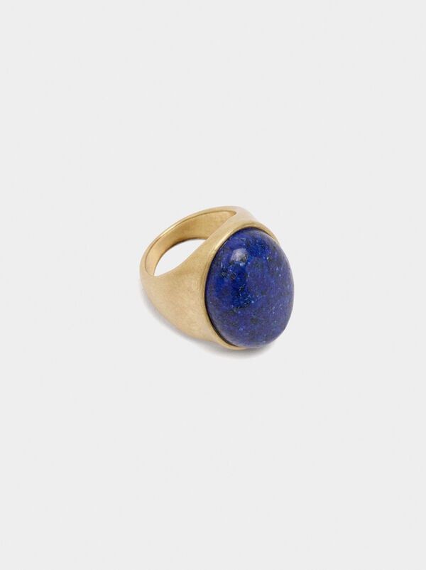 Bague large avec pierre ovale