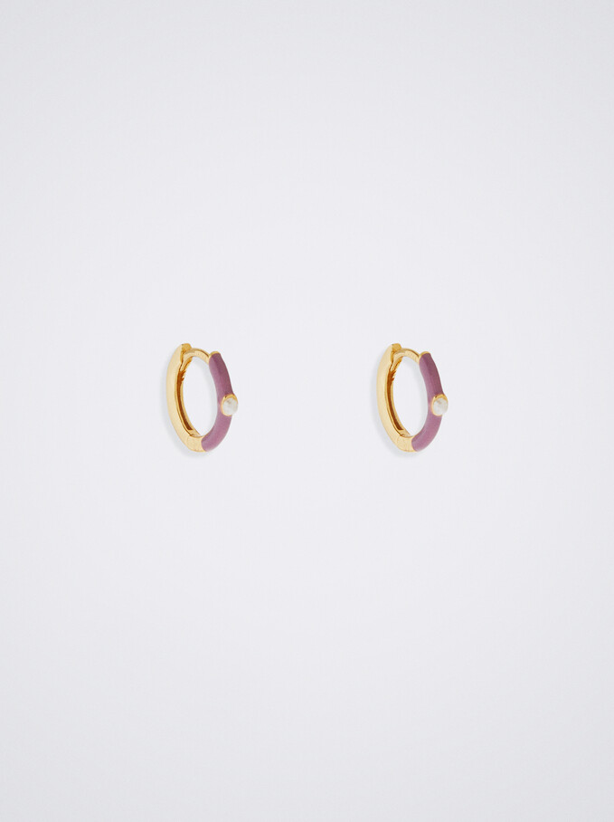 Aros De Plata 925 Esmaltados, Violeta, hi-res