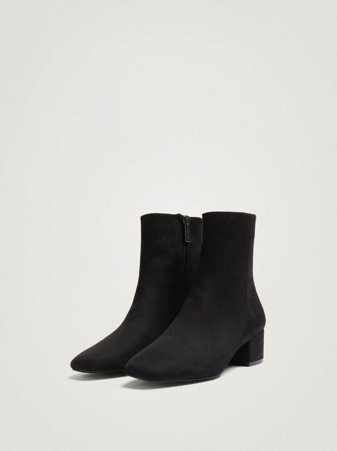 Leather Heeled Ankle Boots, Black, hi-res