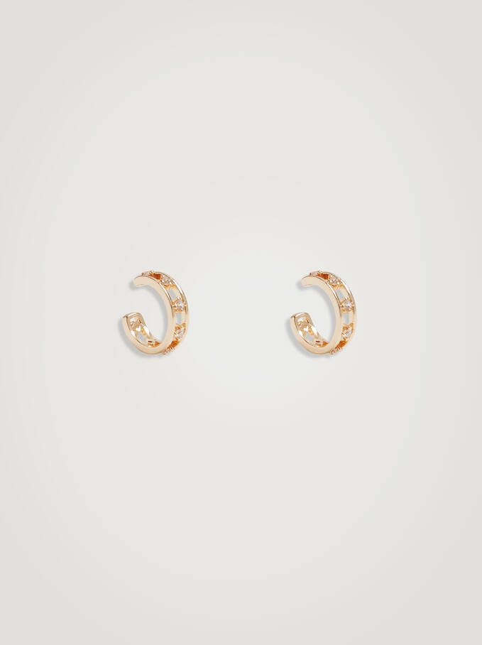 Ear Cuff With Cubic Zirconia, Golden, hi-res