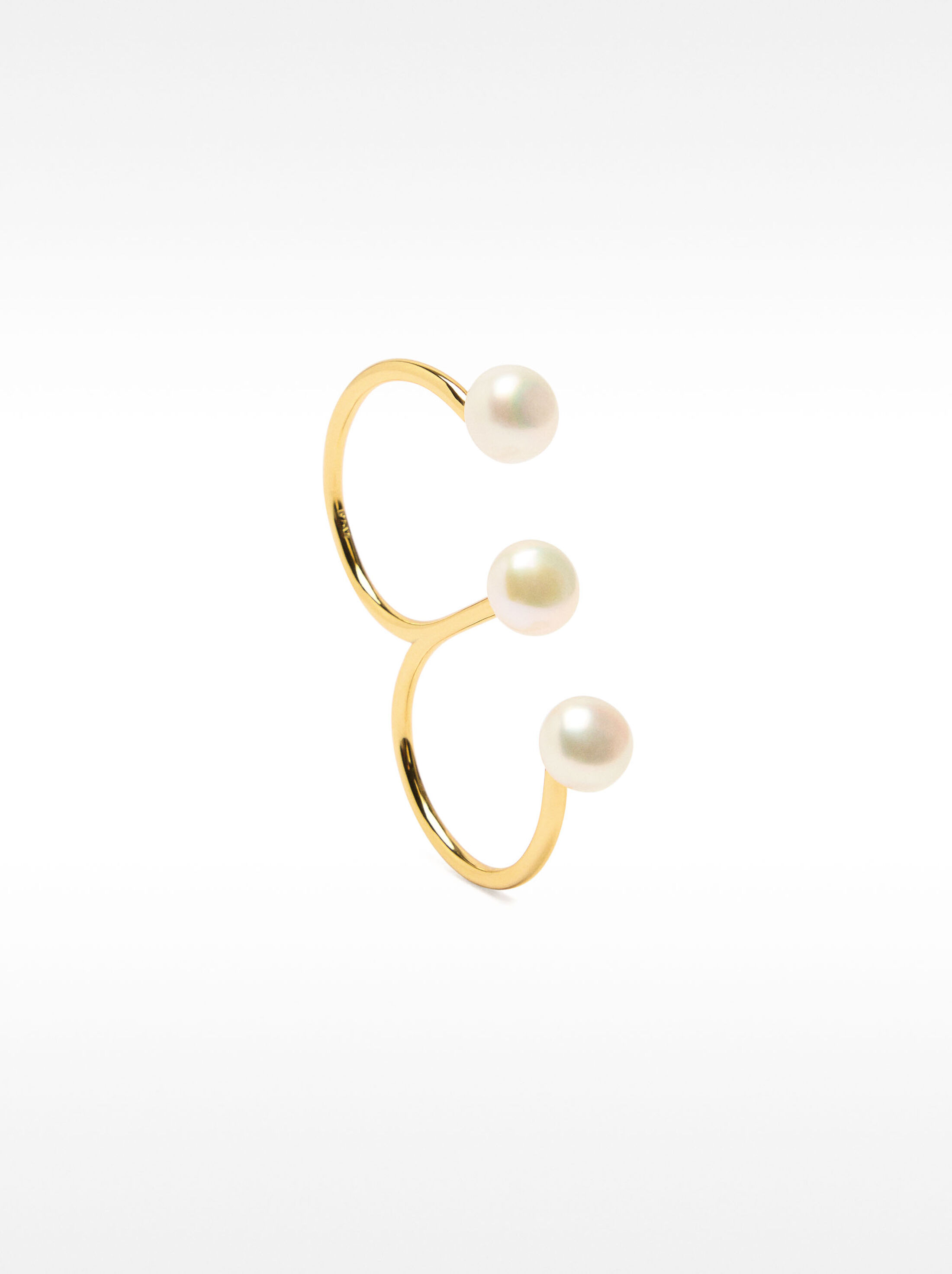 Anell doble amb perles d’aigua dolça – plata de llei 925 image number 2.0