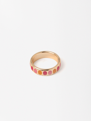 Golden Ring With Multicolor Details, Multicolor, hi-res