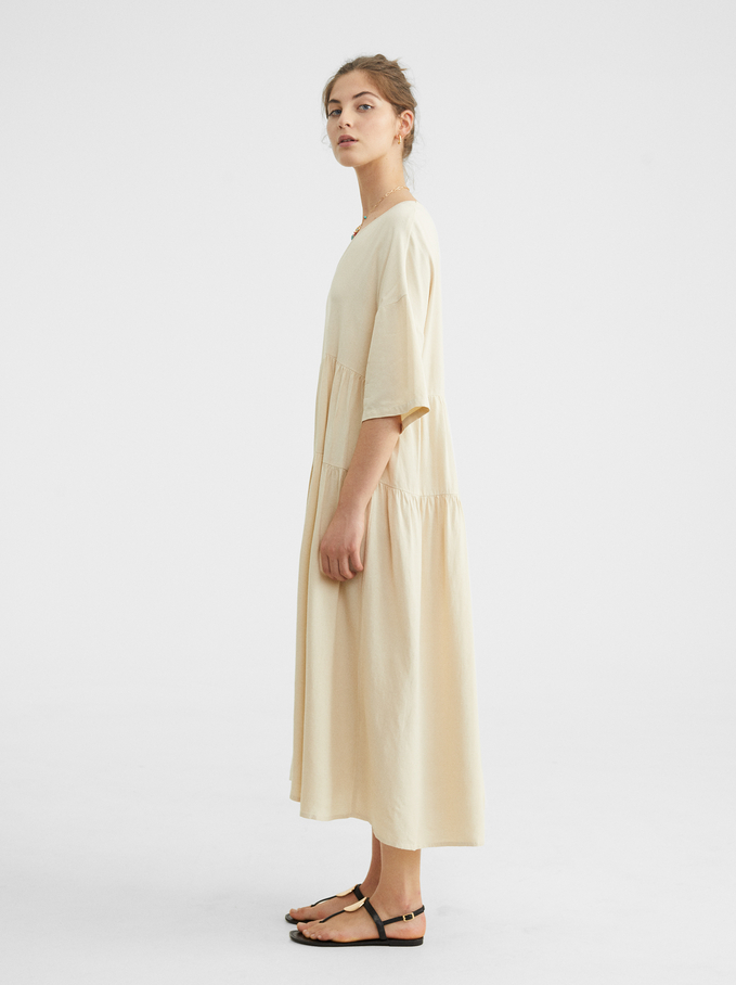 Robe A Col En V Ecru Femme Robes Parfois Com