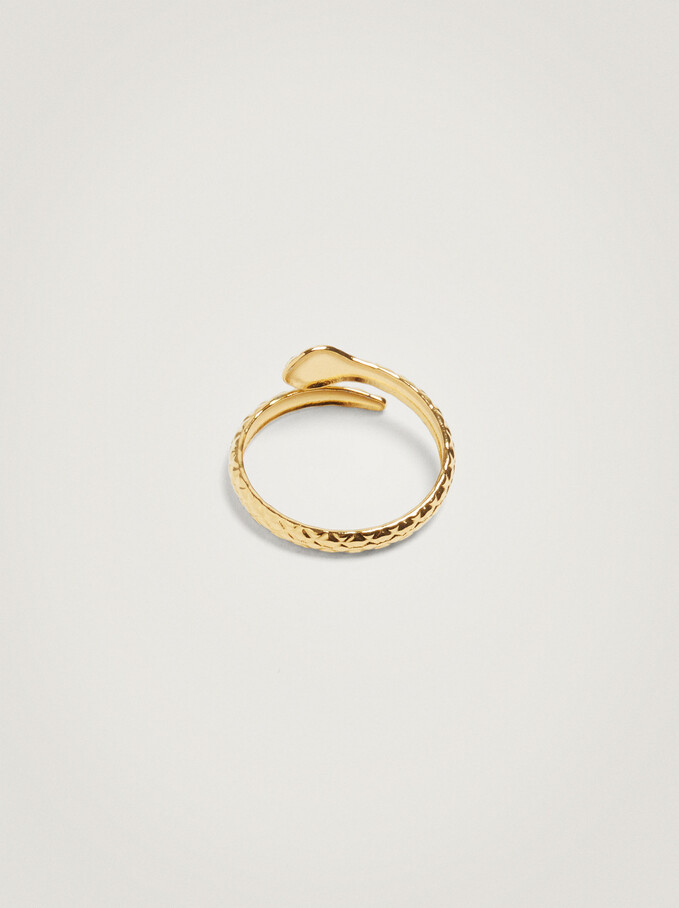 Stainless Steel Snake Ring, Golden, hi-res