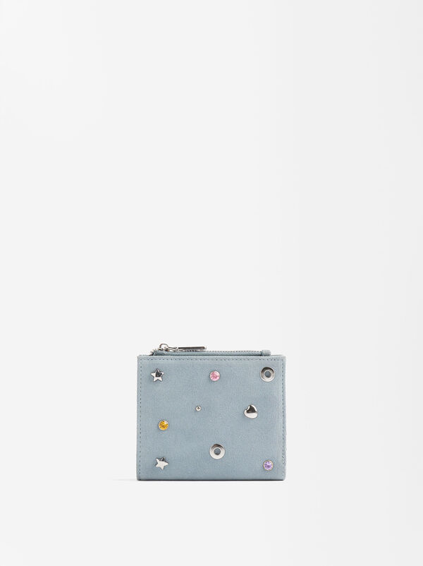 Leather coin purse with applications