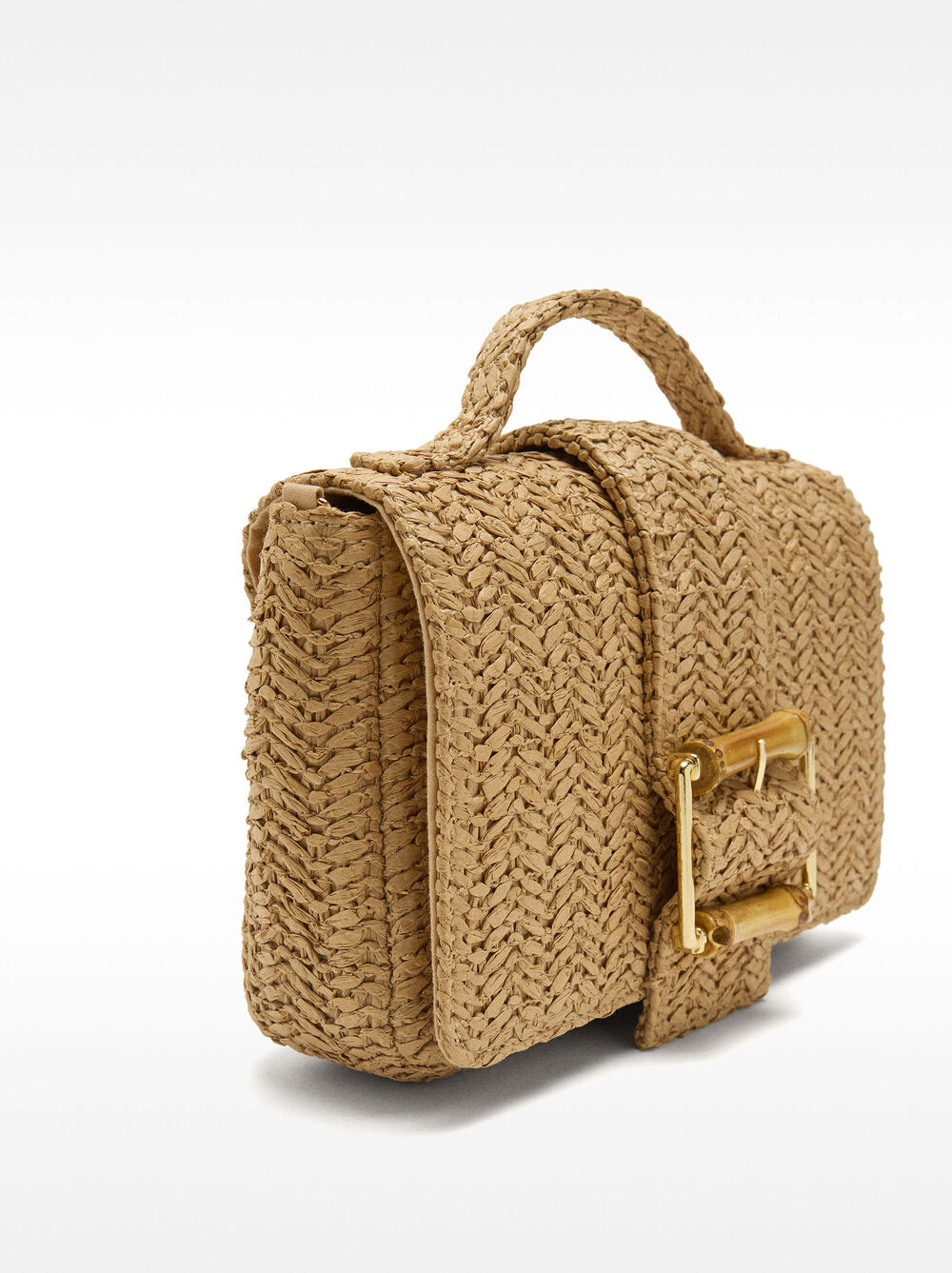 Straw-effect handbag with flap