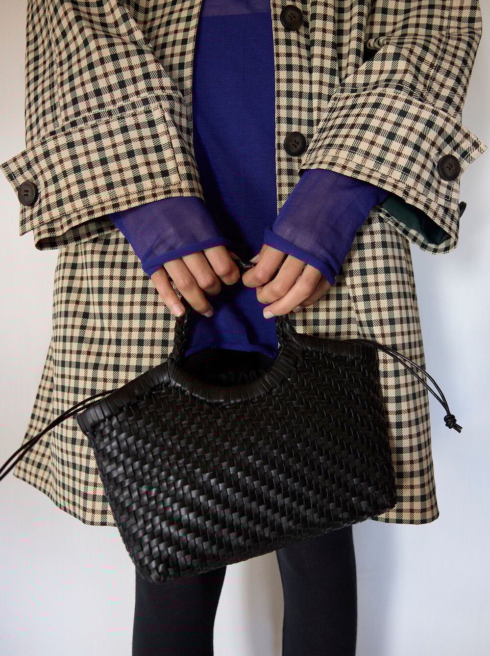 Tote bag with braided leather