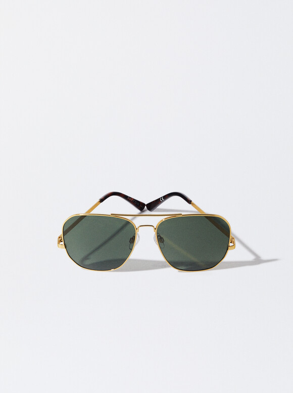 Square Frame Sunglasses, Golden, hi-res
