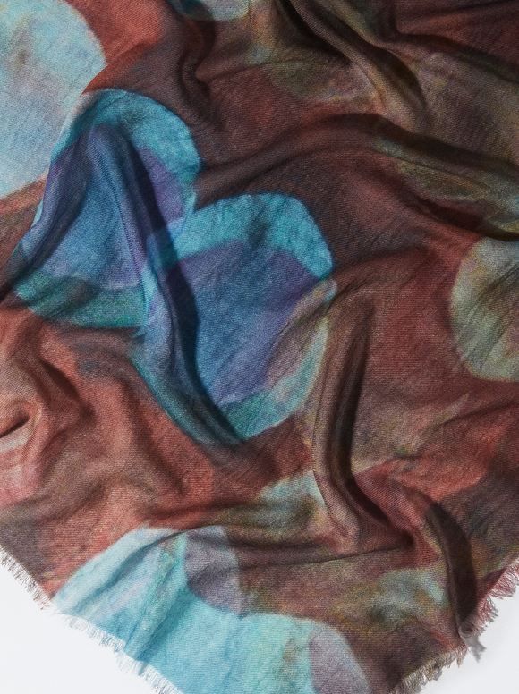 Printed Wool Scarf, Multicolor, hi-res