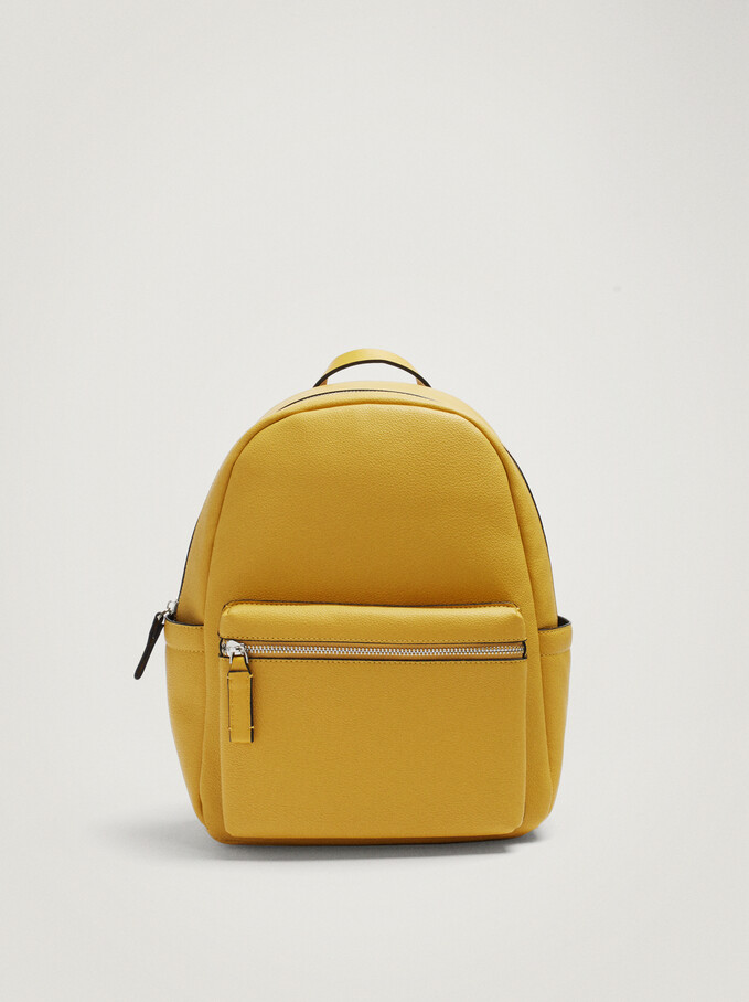 Backpack With Outer Pockets, Yellow, hi-res