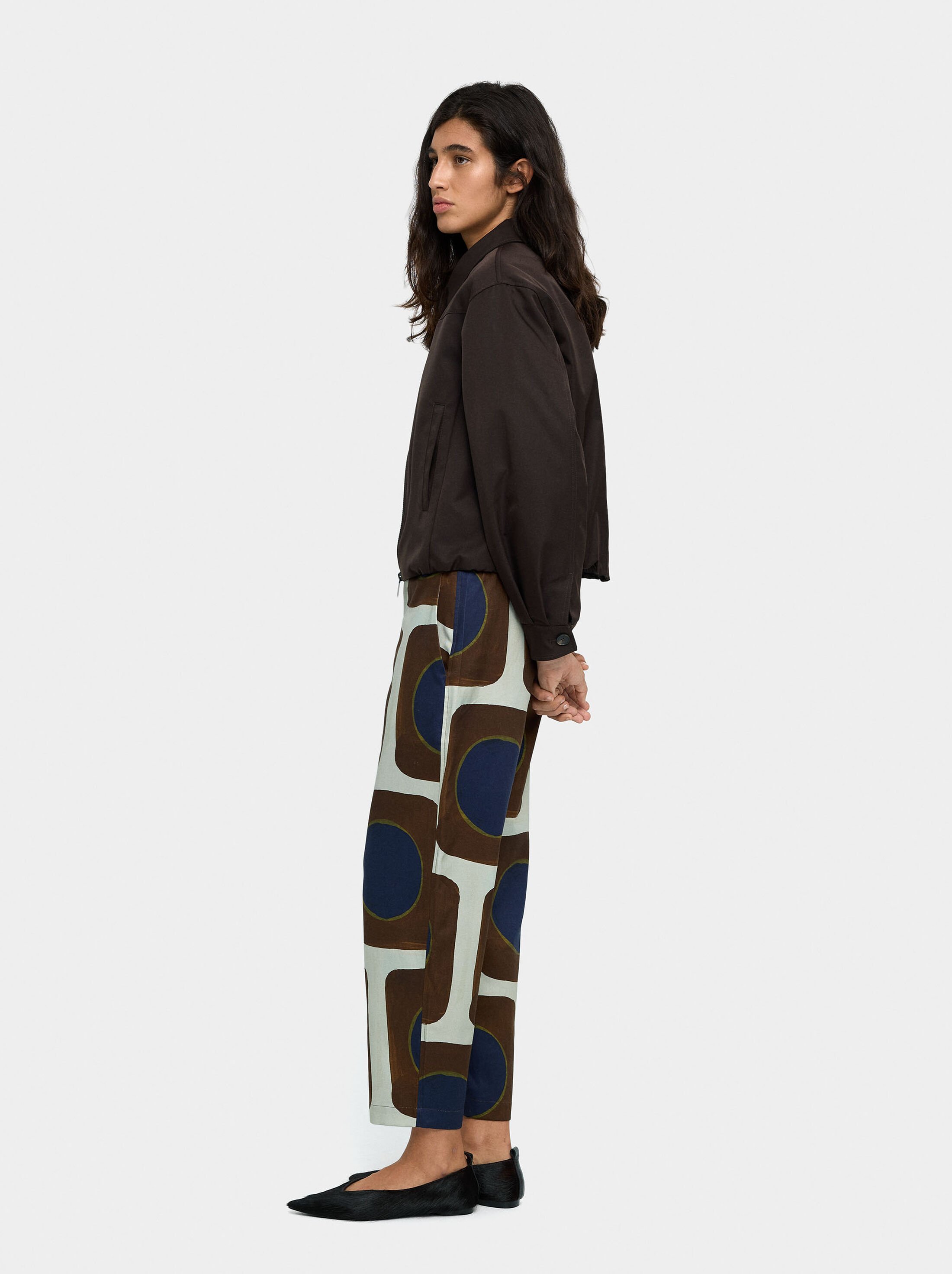 Printed lyocell trousers image number 2.0