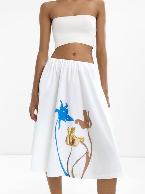 Printed midi skirt