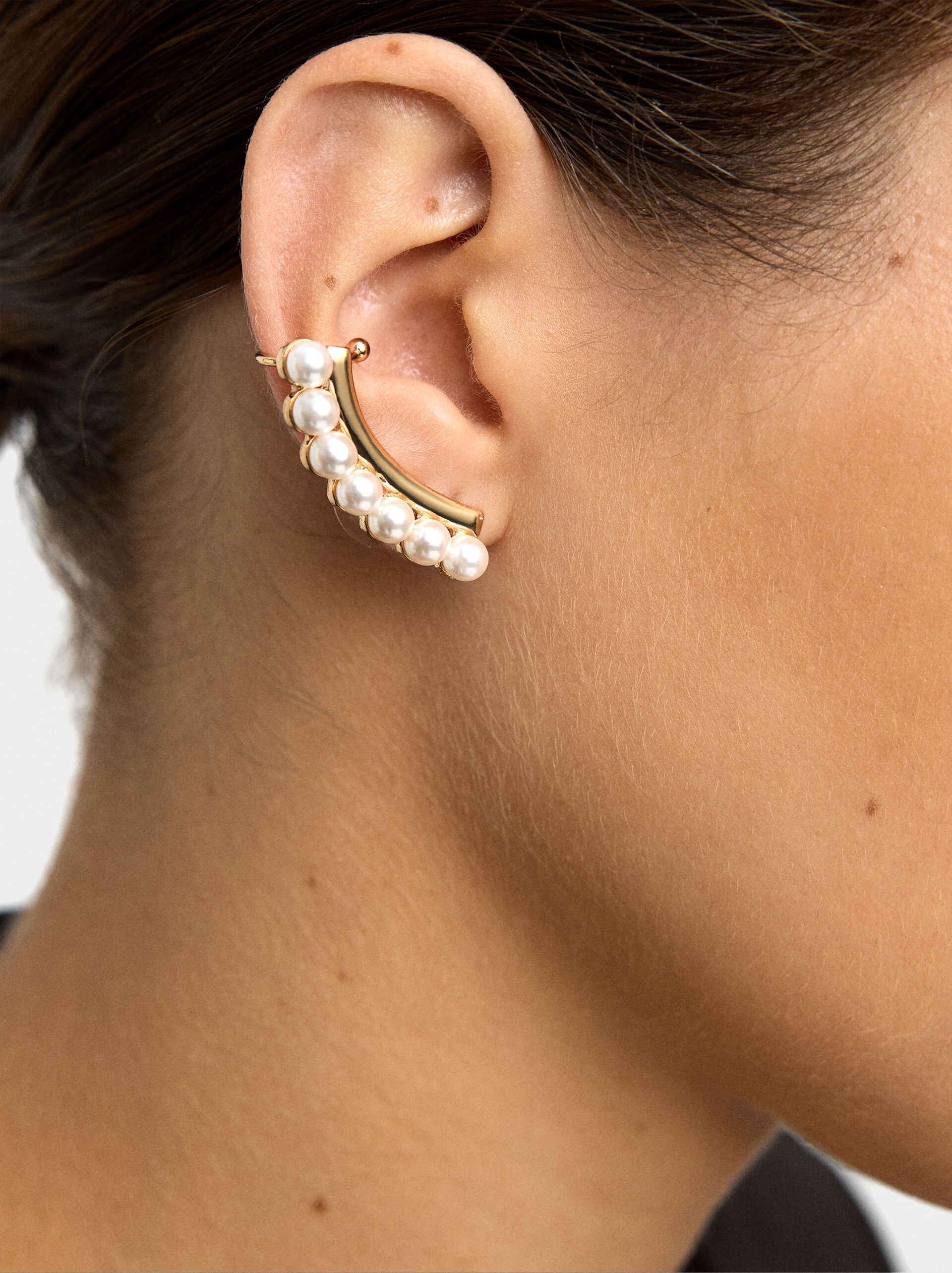 Brincos earjacket com pérolas image number 1.0