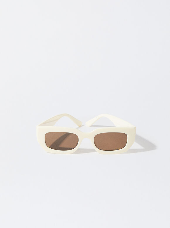 Square Frame Sunglasses, Beige, hi-res