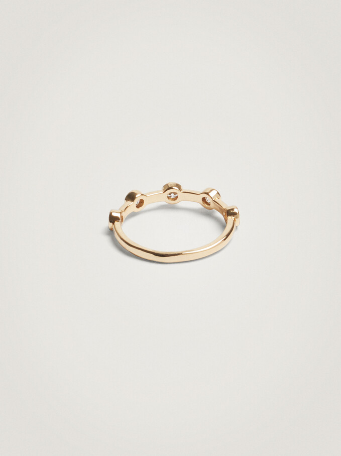 Ring With Zirconia, Golden, hi-res