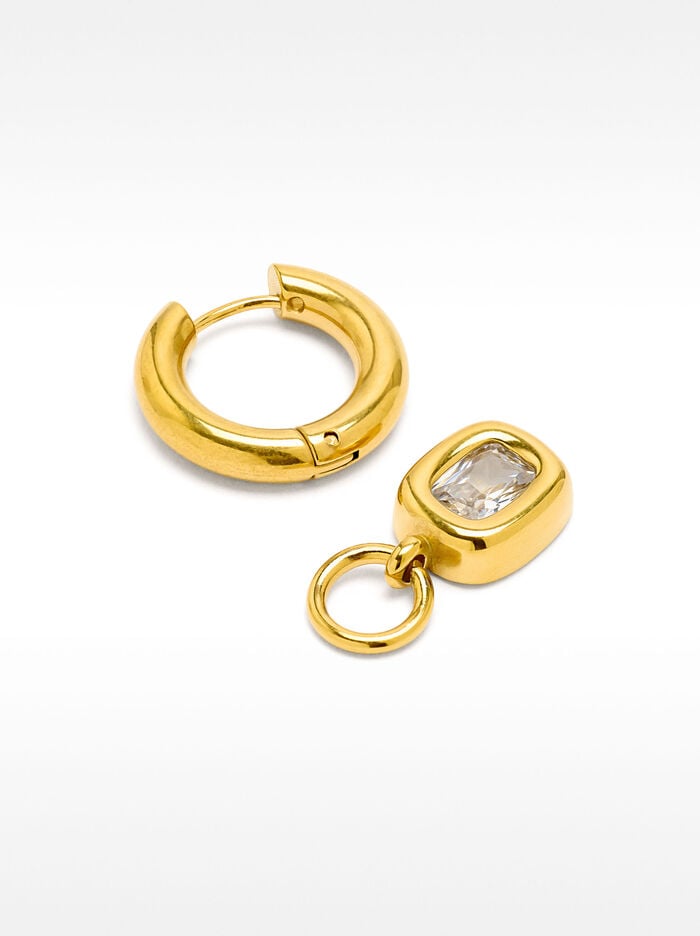 Aro individual colgante cristal - acero inoxidable