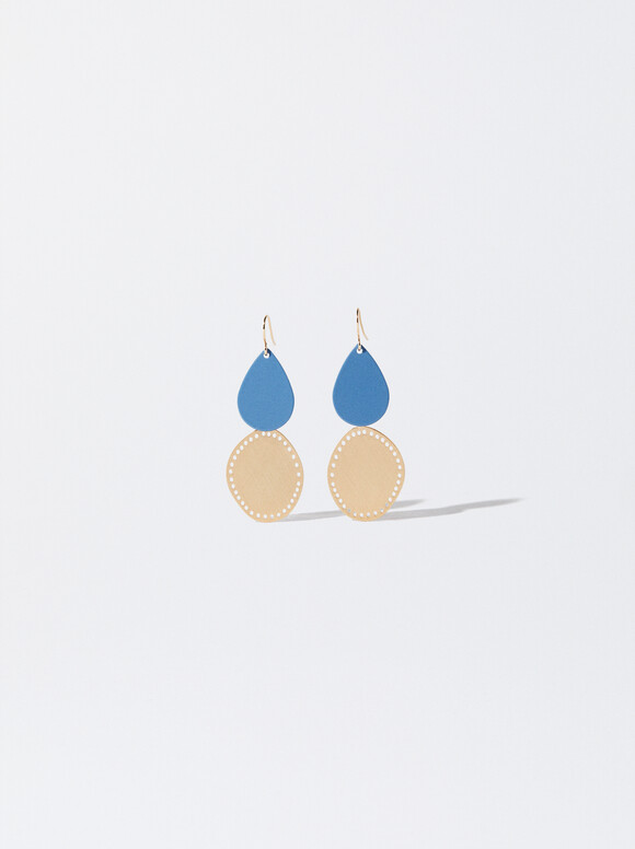 Multicoloured Earring With Acrylic, Blue, hi-res