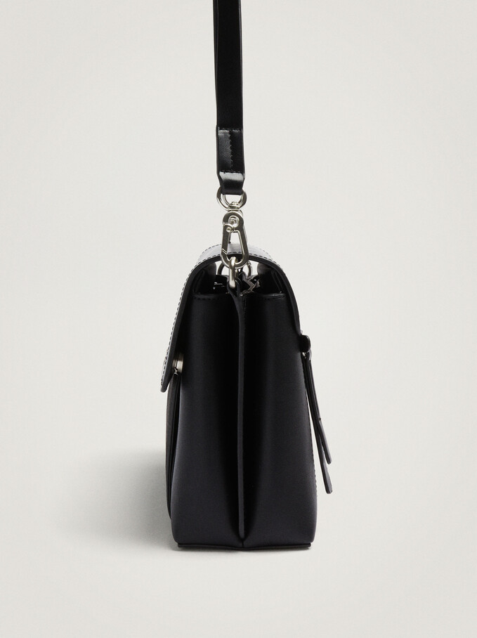 Crossbody Bag With Patchwork Detail, Black, hi-res