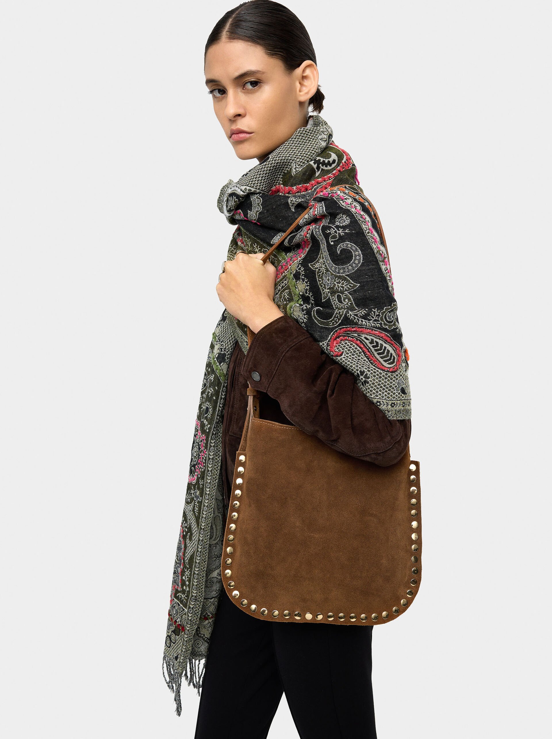 Leather crossbody bag with studs image number 1.0
