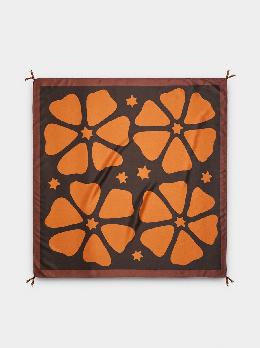 Satin square printed scarf