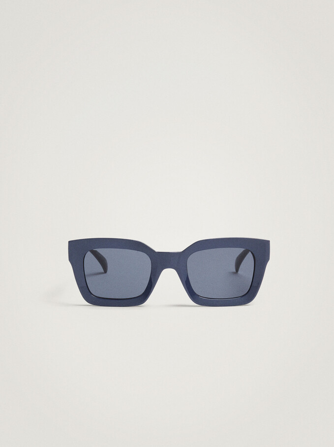 Gafas De Sol Con Montura Cuadrada, Azul Marino, hi-res