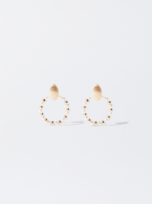 Golden Earrings With Pearls, Golden, hi-res