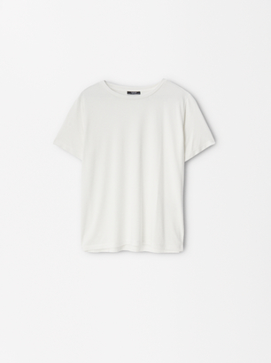T-Shirt En Modal, Blanc, hi-res