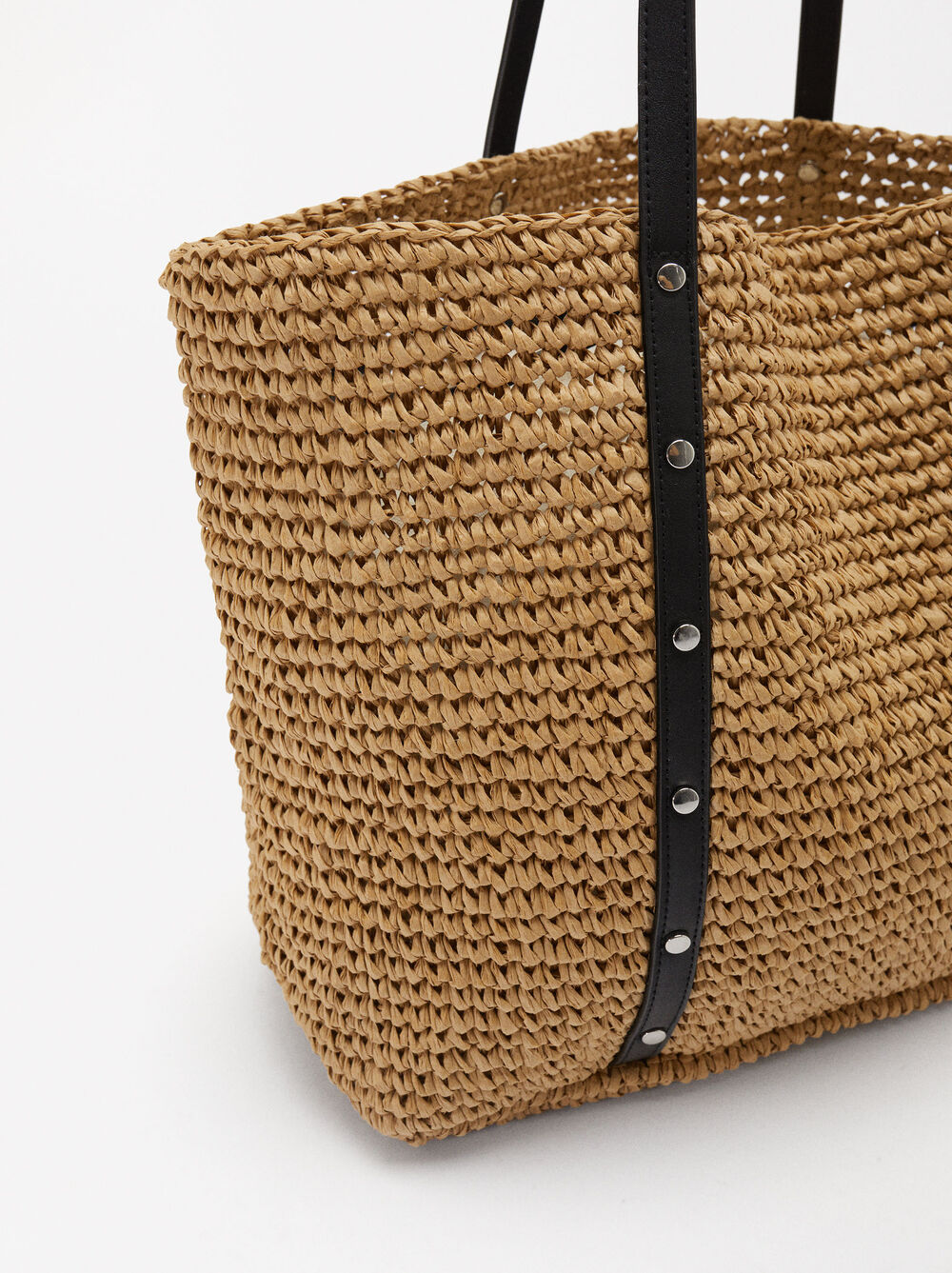 Straw Effect Shopper Bag Black Parfois
