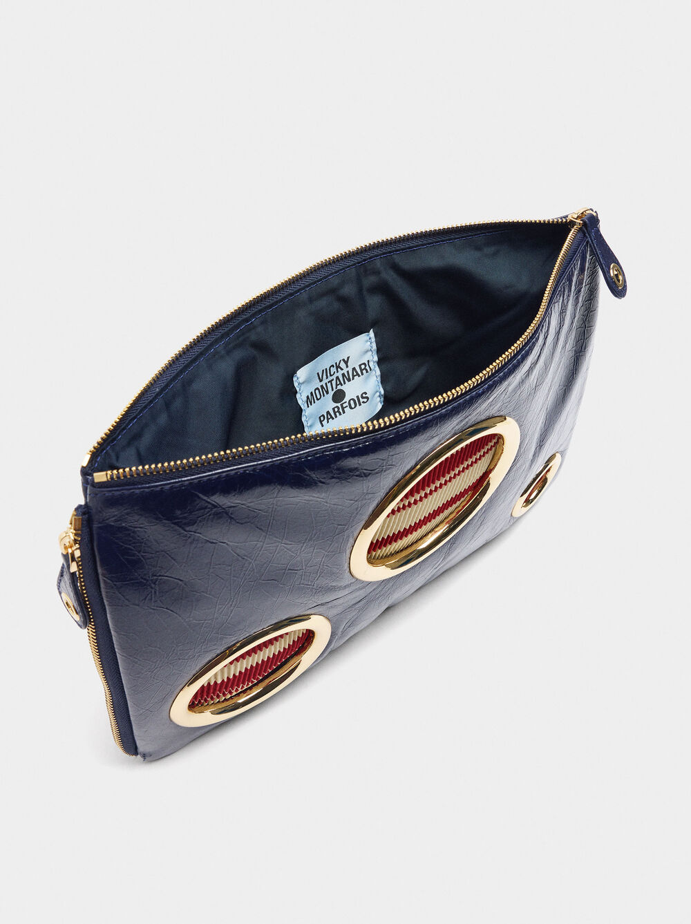 Envelope leather bag with mesh details