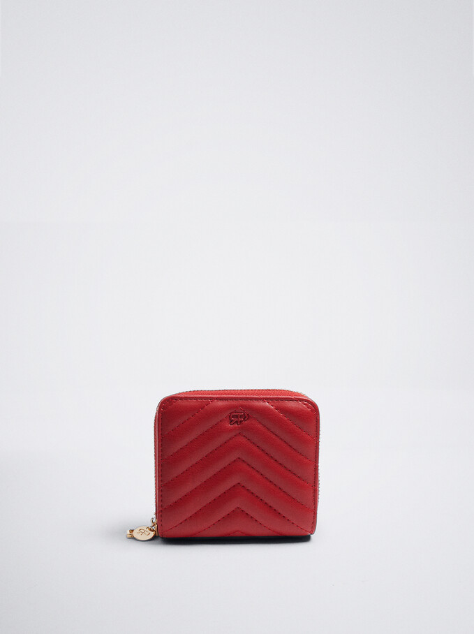 Quilted Wallet, Red, hi-res