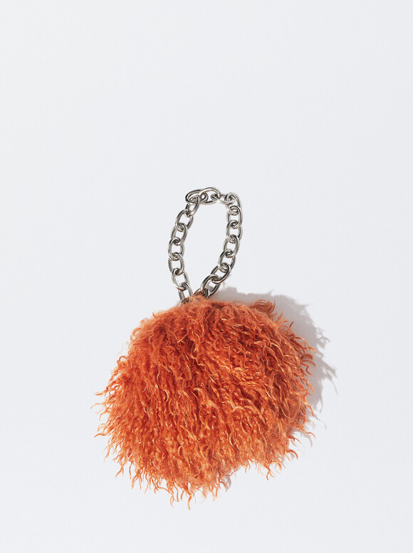 Fur Effect Party Bag, Orange, hi-res