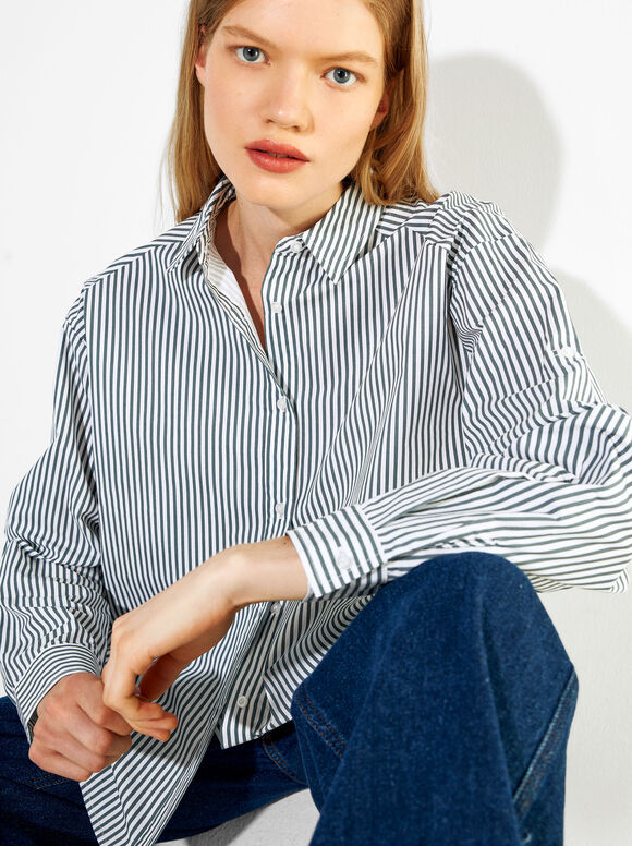 100% Cotton Shirt, Grey, hi-res