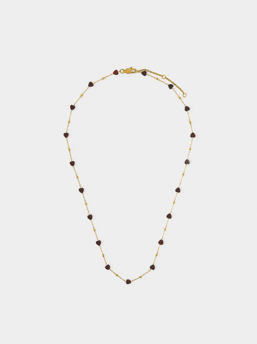 Collar corazones de piedra - acero inoxidable