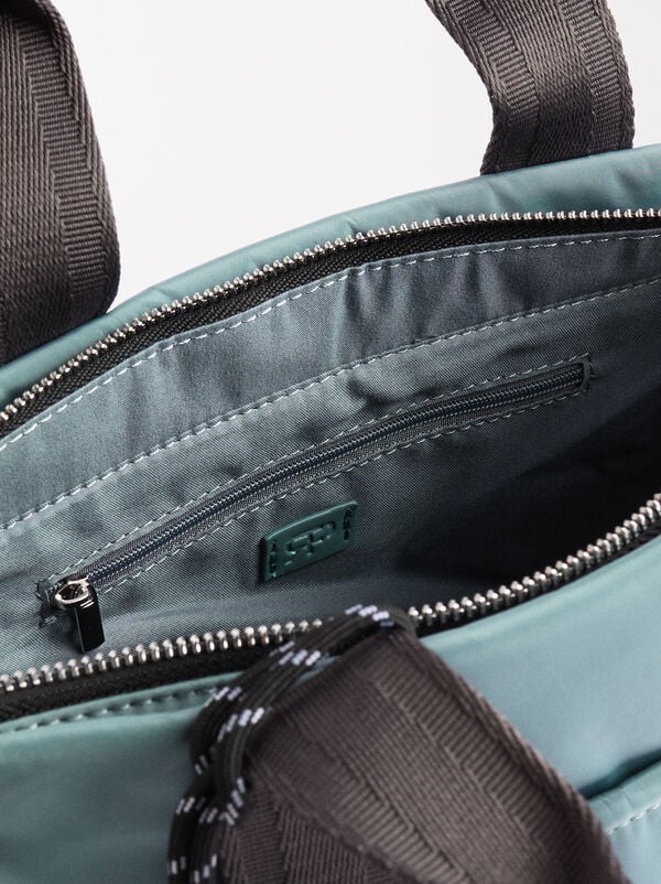 Nylon tote bag with pendant