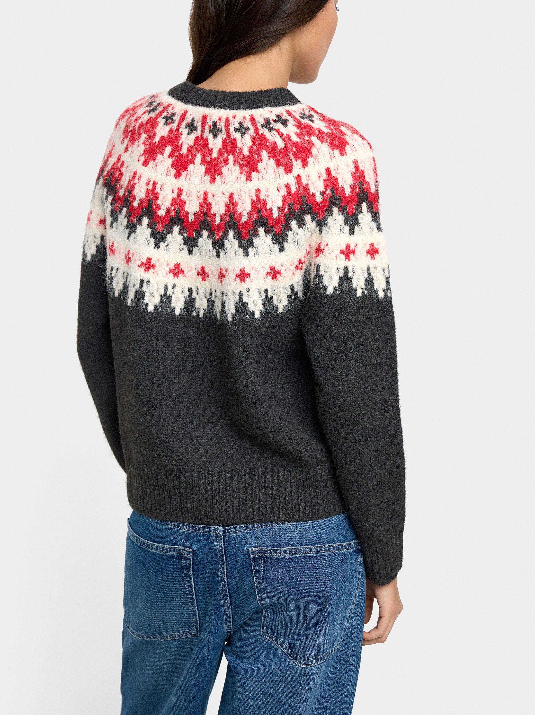 Sweater with jacquard knit image number 2.0