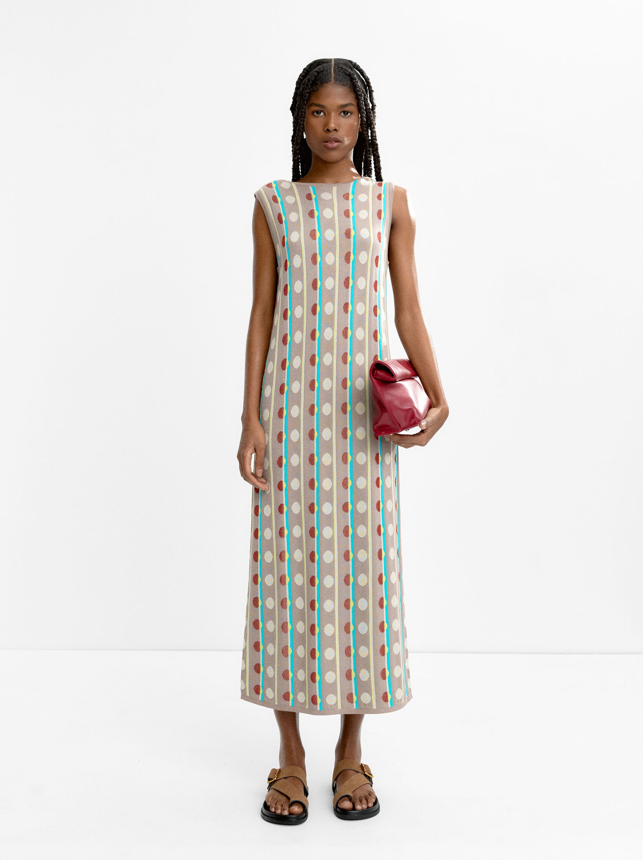 Vestido de punto jacquard lunares image number 0.0