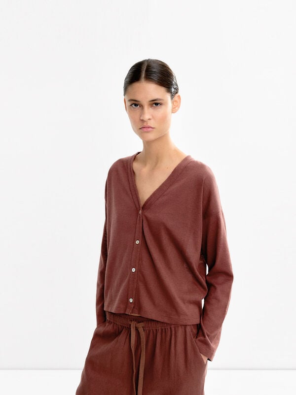 Cardigan with cotton blend