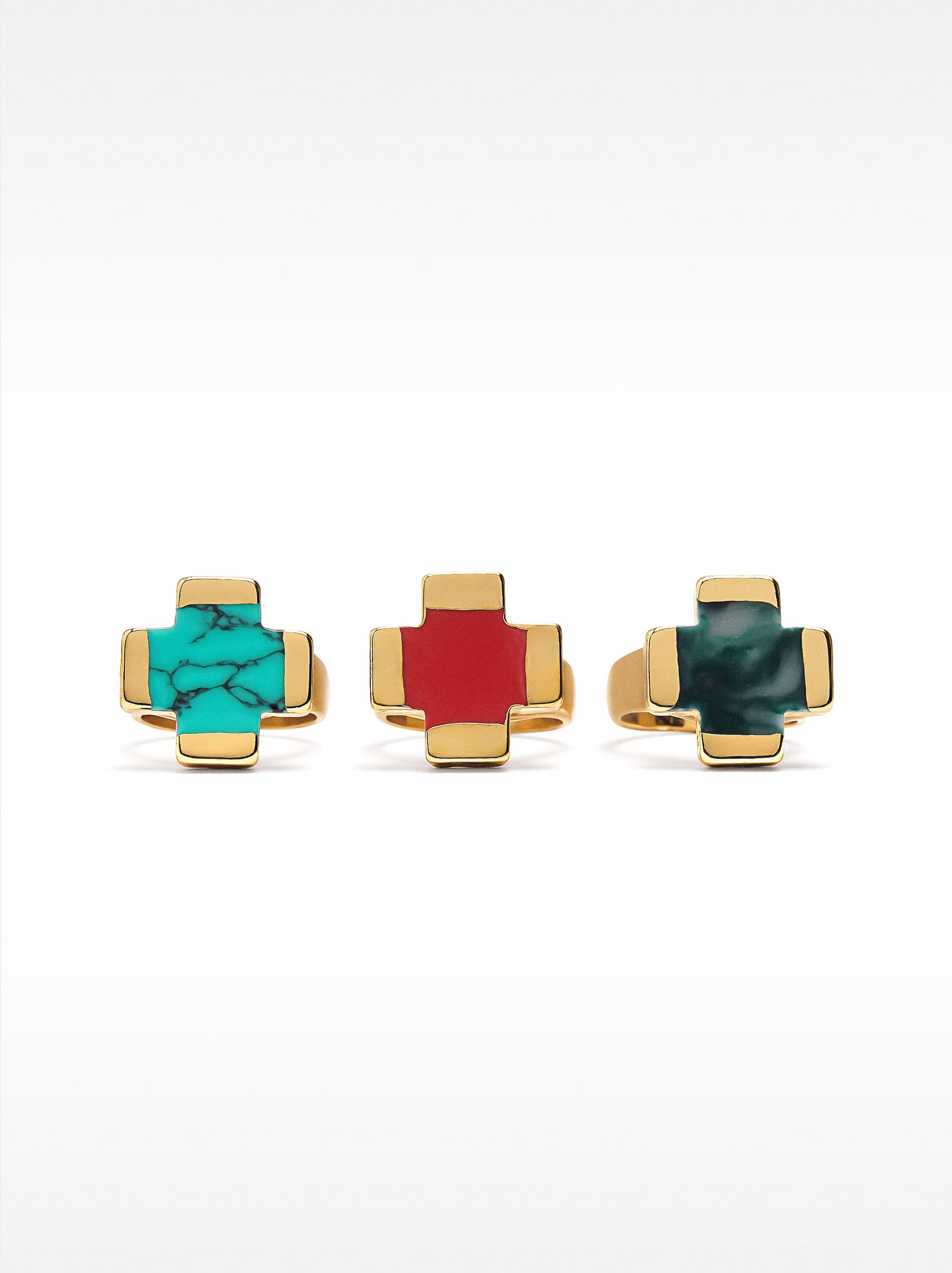 Set of cross rings with stones image number 2.0