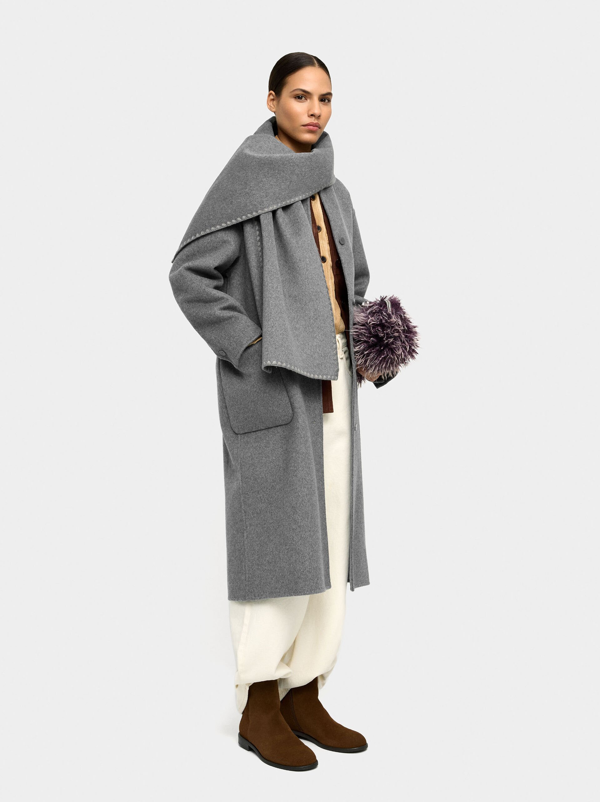 Coat with wool blend cape image number 0.0