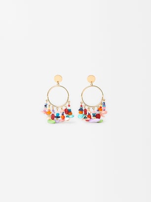 Multicolored Shell Earrings, Multicolor, hi-res