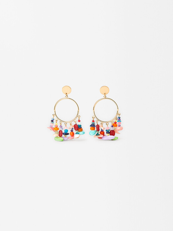 Multicolored Shell Earrings, Multicolor, hi-res