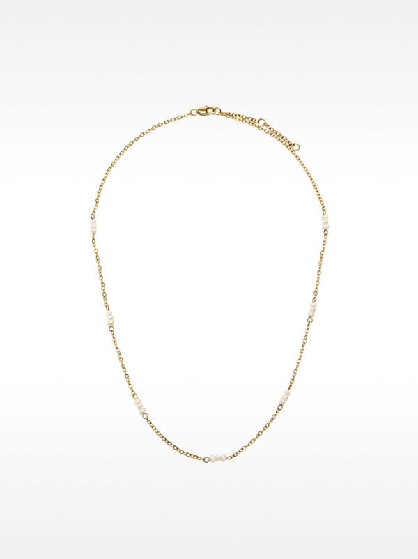 Short necklace with pearls - stainless steel