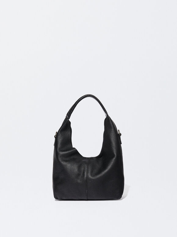 Online Exclusive - Leather Shoulder Bag, Black, hi-res