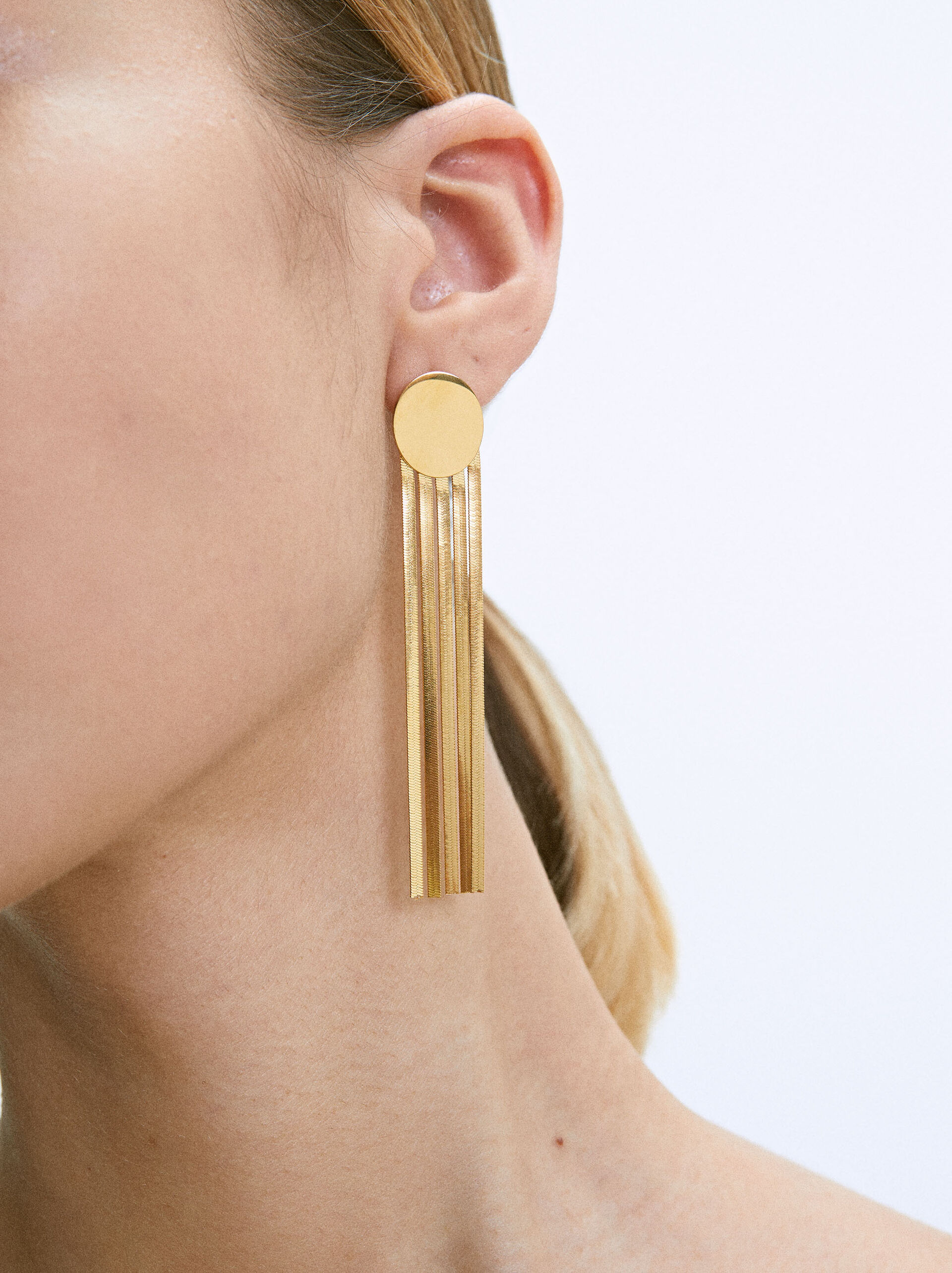 Goldene Stahl-Ohrringe image number 1.0